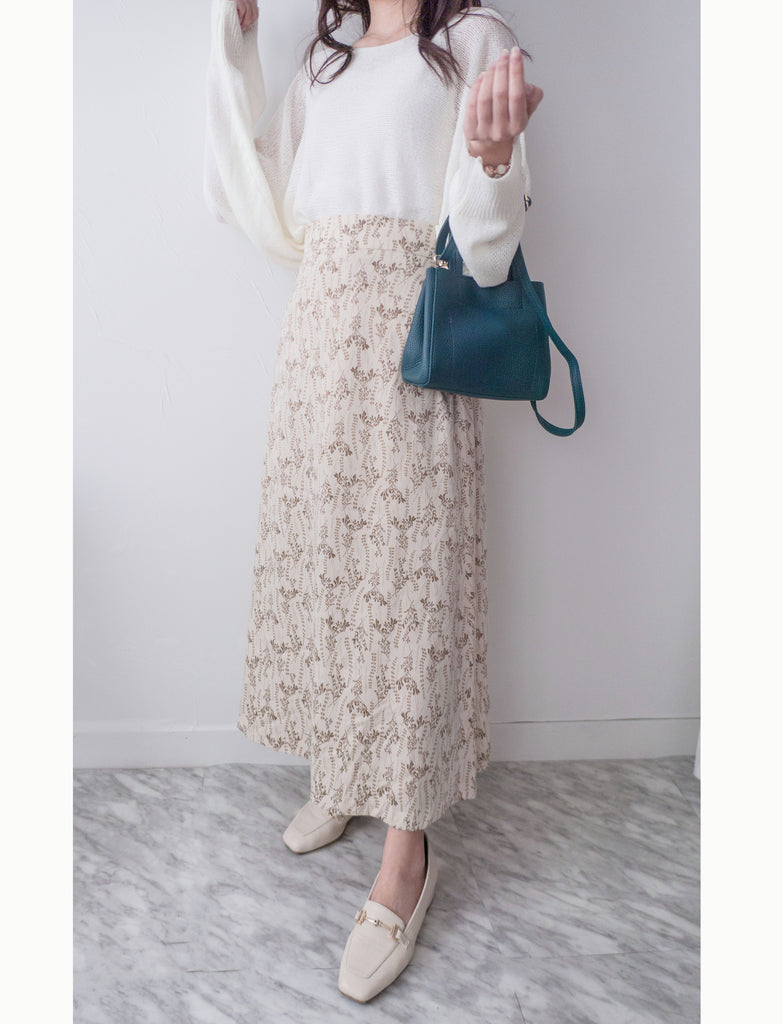 Wheat 象牙色小麥圖案溫柔飄逸, Skirt/ SK8755