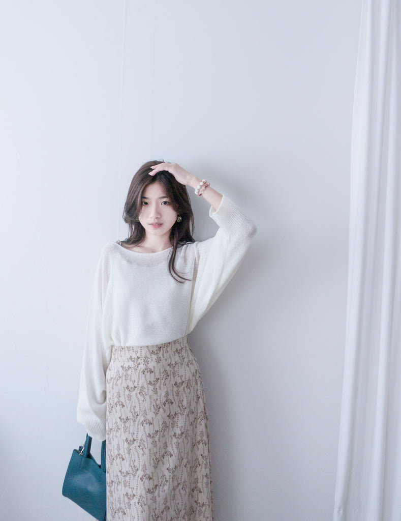 Wheat 象牙色小麥圖案溫柔飄逸, Skirt/ SK8755
