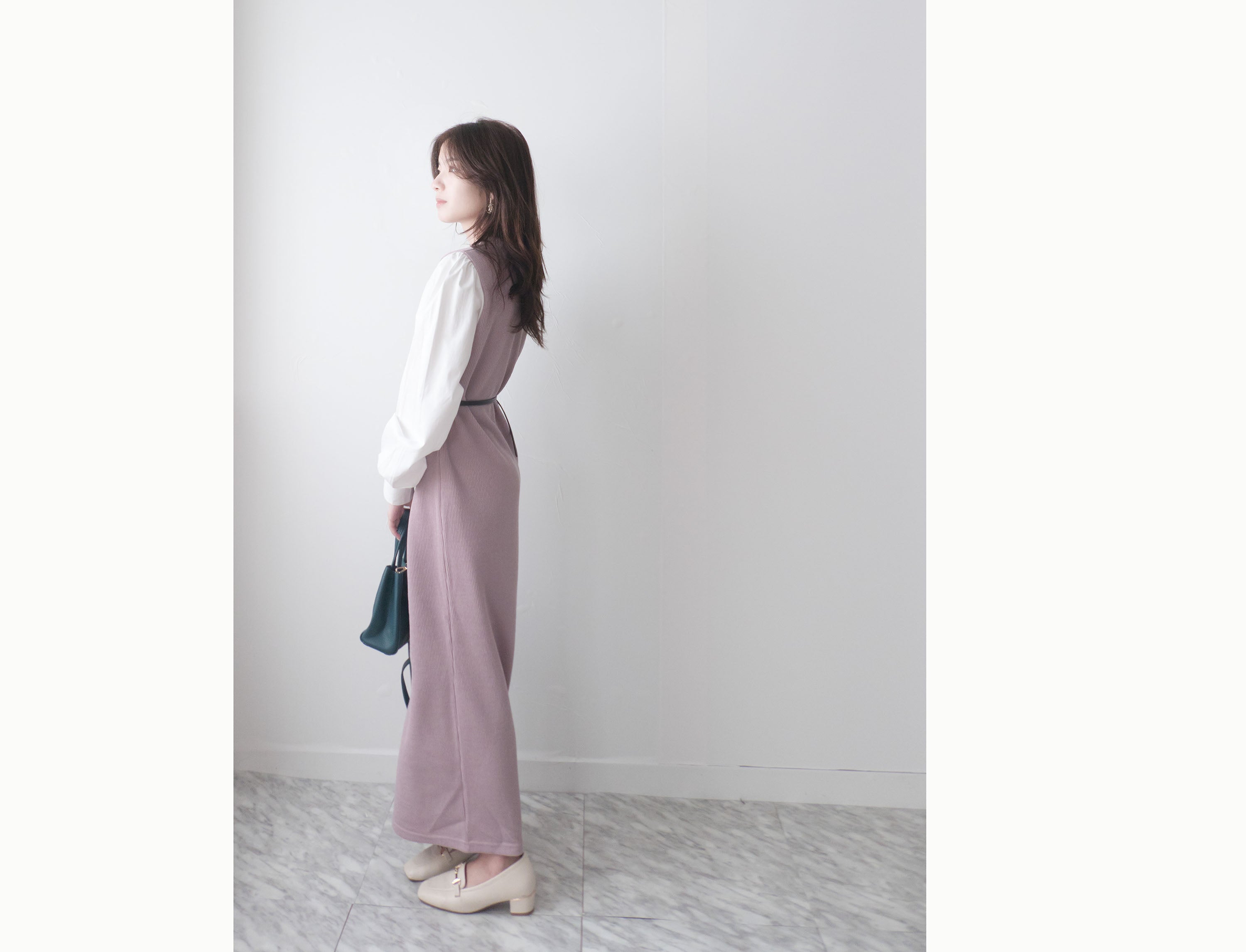 Lady Shirt 粉色假兩件恤衫手袖(連腰帶黑或啡隨機), Dress/ DS9359