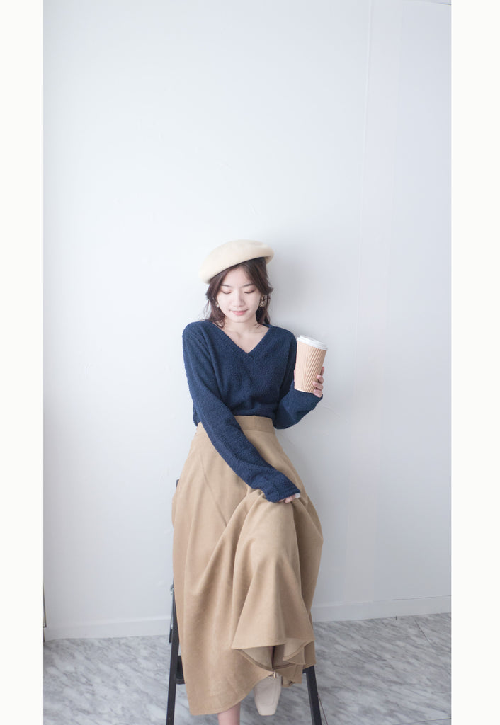 Caramel 駝色微絨面圓滿傘裙, Skirt/ SK8756
