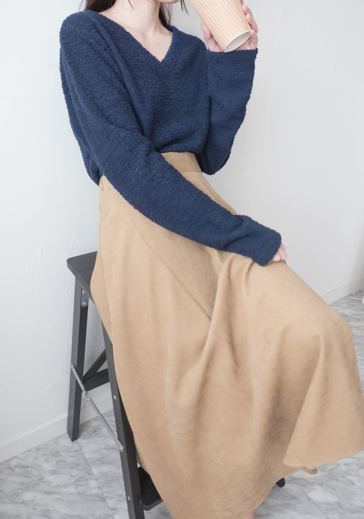 Caramel 駝色微絨面圓滿傘裙, Skirt/ SK8756