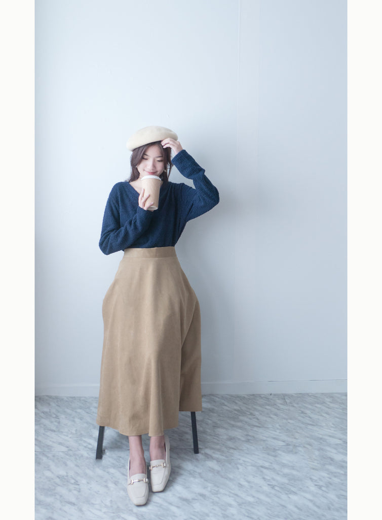 Caramel 駝色微絨面圓滿傘裙, Skirt/ SK8756