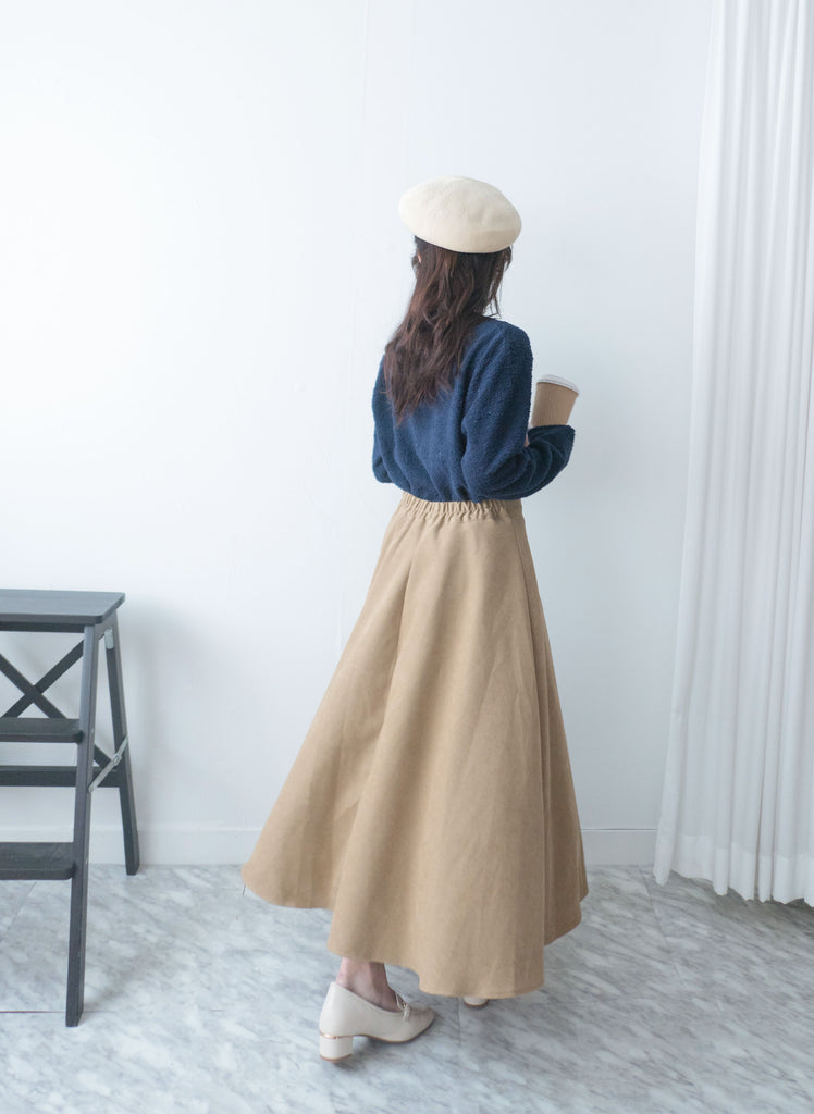 Caramel 駝色微絨面圓滿傘裙, Skirt/ SK8756