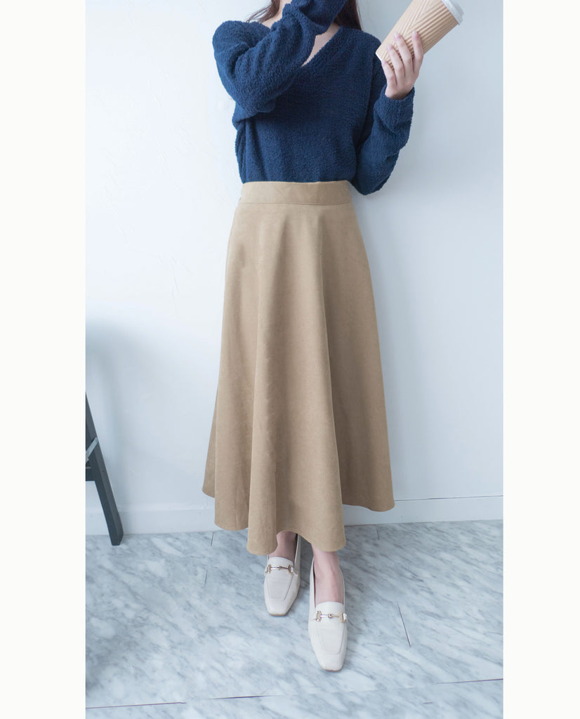 Caramel 駝色微絨面圓滿傘裙, Skirt/ SK8756