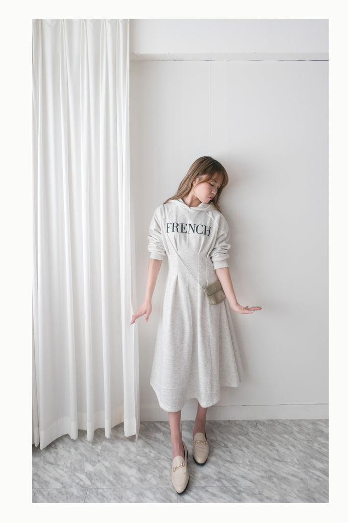 FRENCH HOODIES 舒適全彈性顯瘦修腰衛衣連身裙, Dress/ DS9367