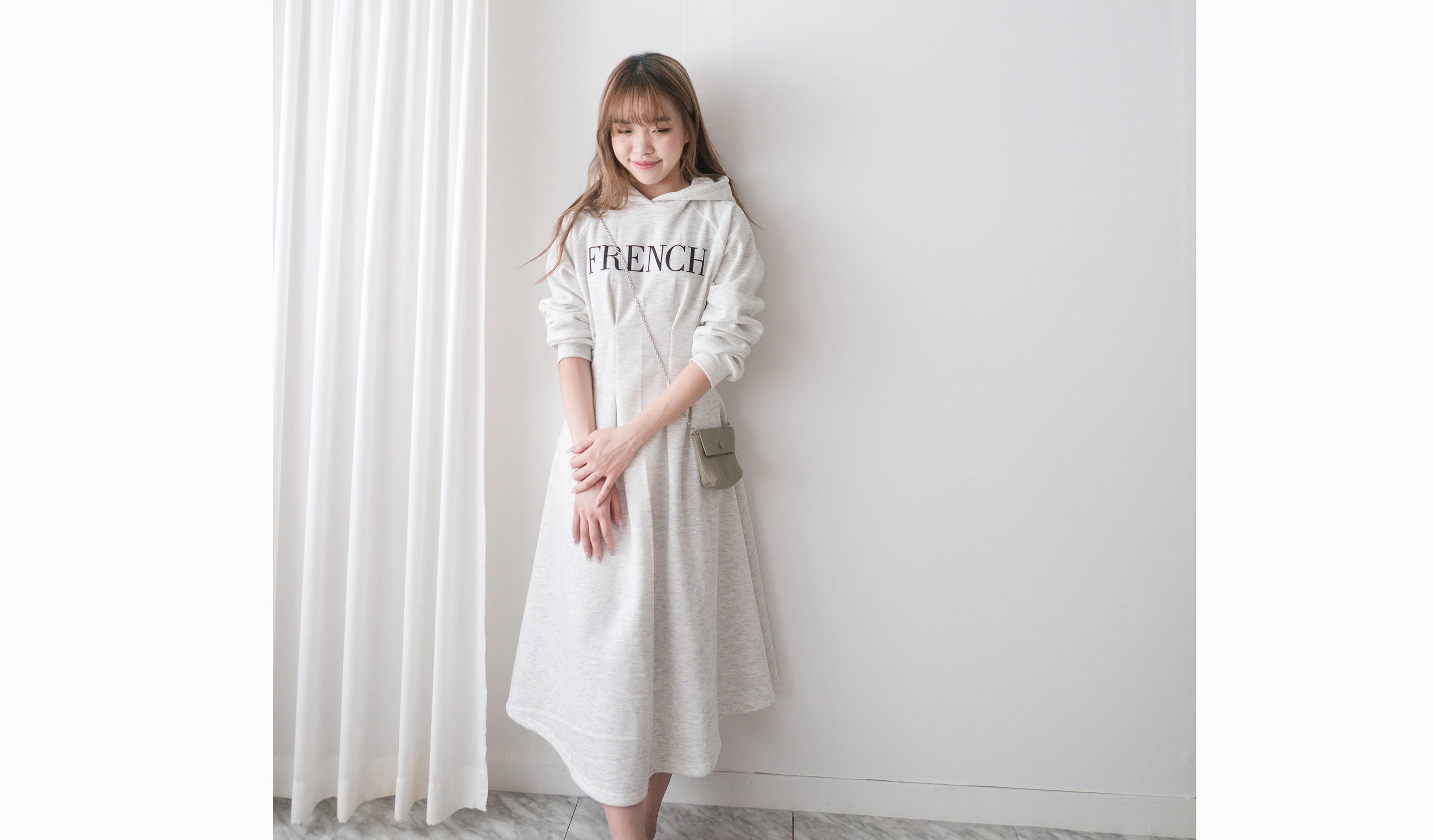 FRENCH HOODIES 舒適全彈性顯瘦修腰衛衣連身裙, Dress/ DS9367