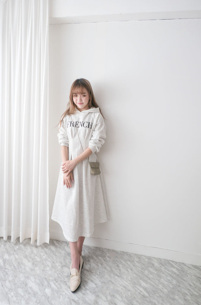 FRENCH HOODIES 舒適全彈性顯瘦修腰衛衣連身裙, Dress/ DS9367