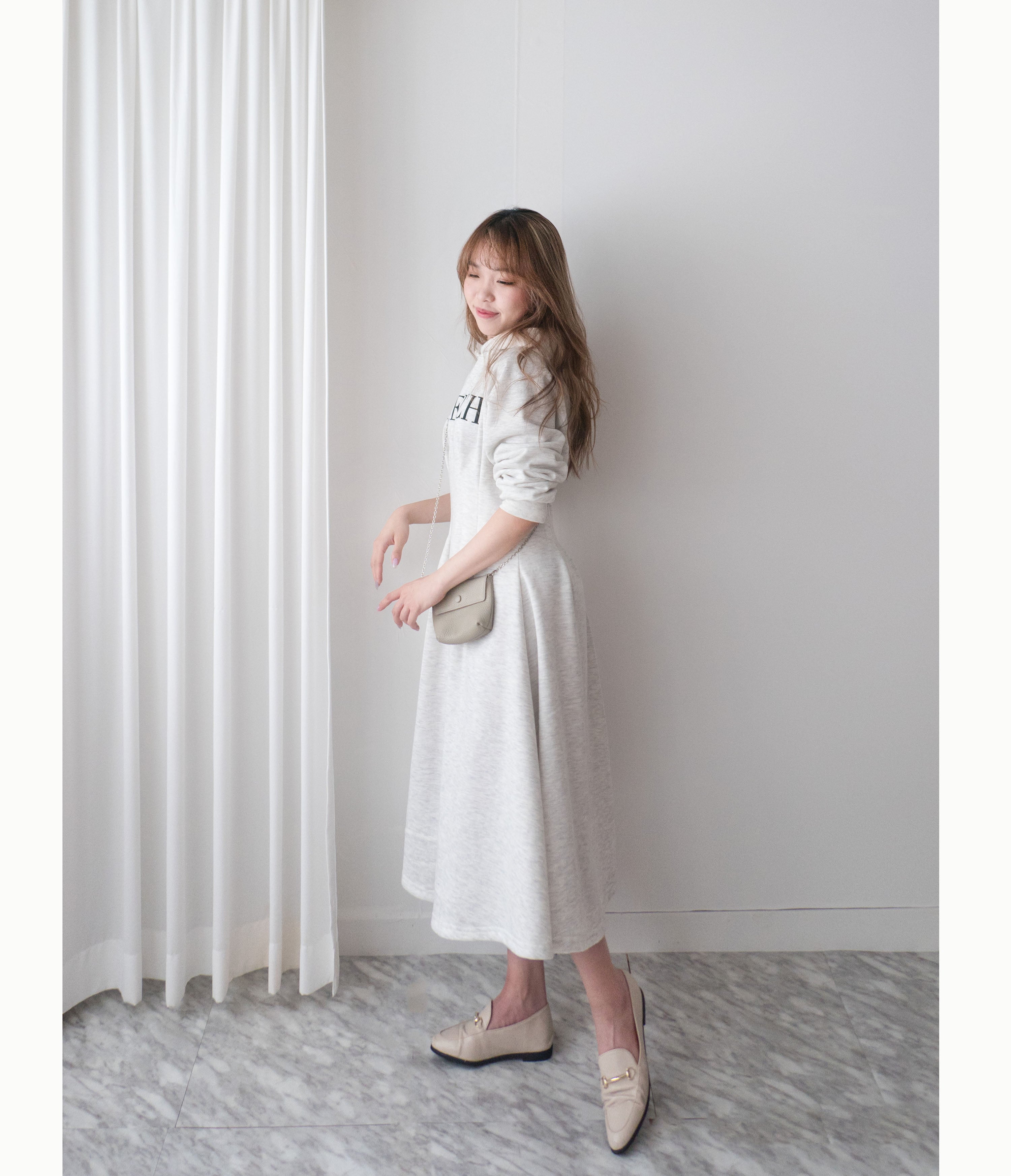 FRENCH HOODIES 舒適全彈性顯瘦修腰衛衣連身裙, Dress/ DS9367