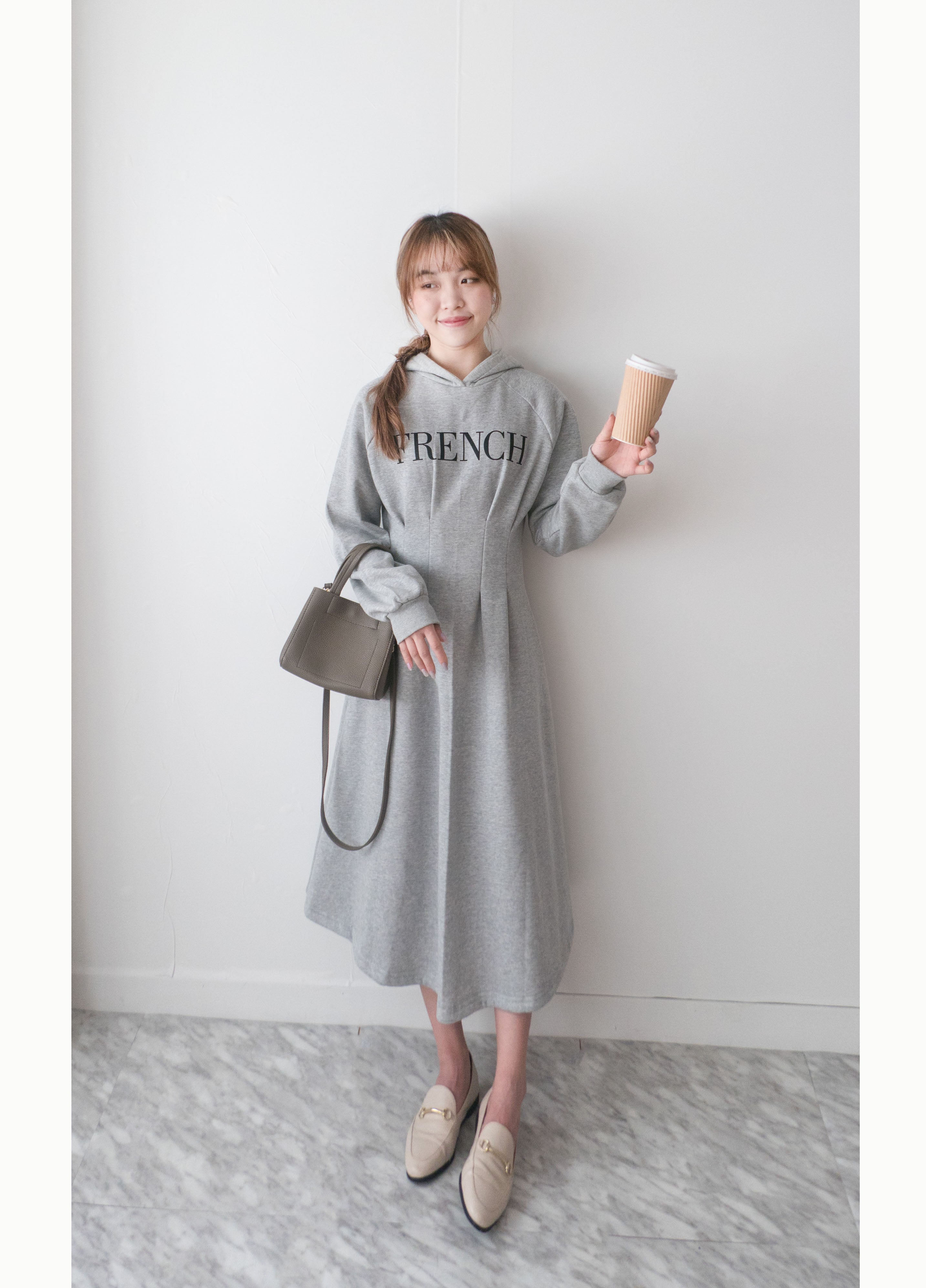FRENCH HOODIES 舒適全彈性顯瘦修腰衛衣連身裙, Dress/ DS9367