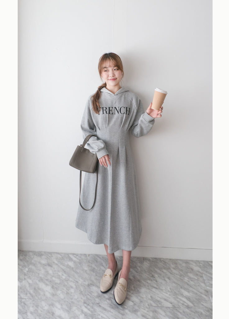FRENCH HOODIES 舒適全彈性顯瘦修腰衛衣連身裙, Dress/ DS9367