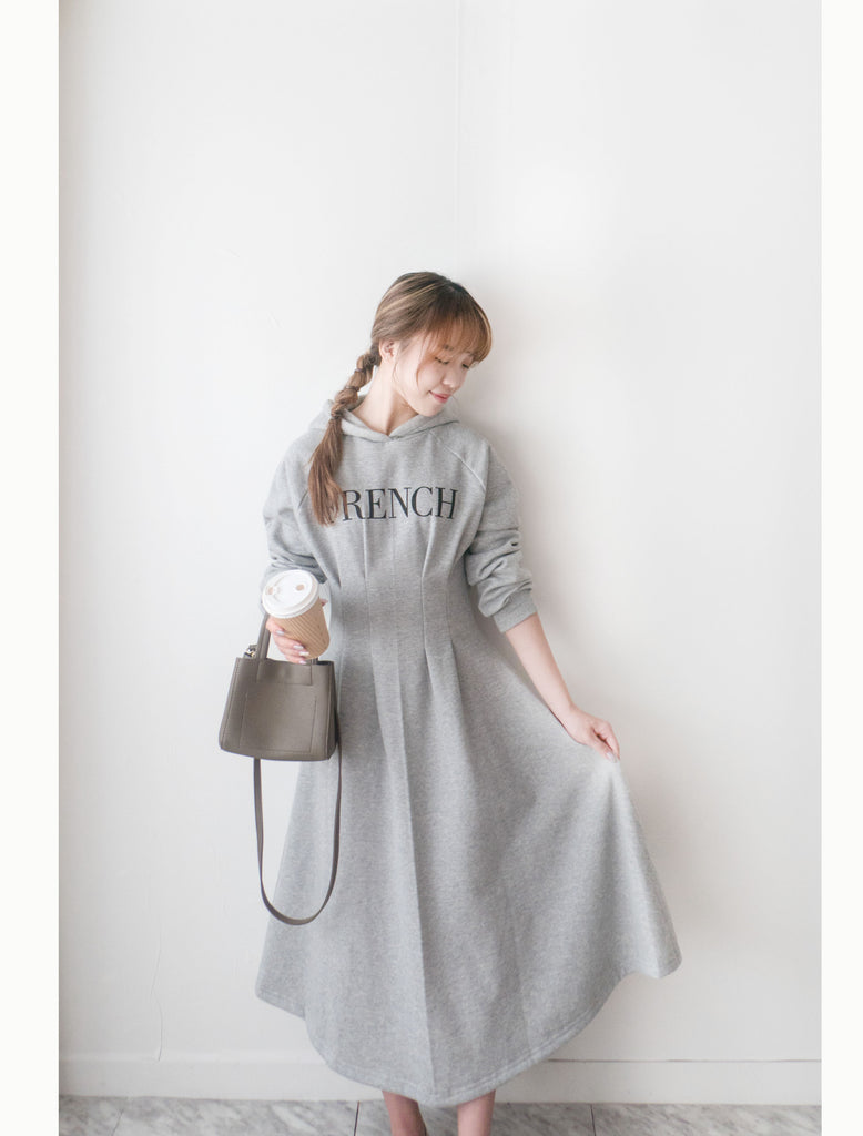 FRENCH HOODIES 舒適全彈性顯瘦修腰衛衣連身裙, Dress/ DS9367
