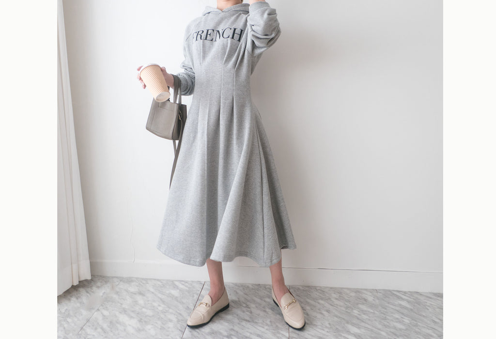 FRENCH HOODIES 舒適全彈性顯瘦修腰衛衣連身裙, Dress/ DS9367