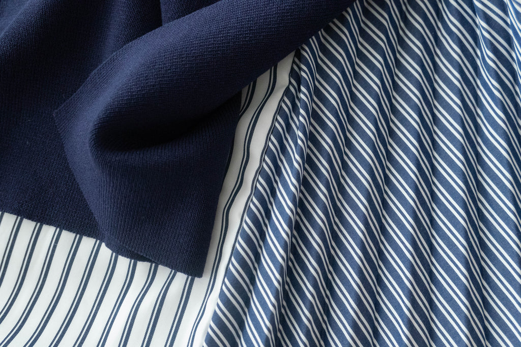 Stripe Cardigan 多重著法側百褶連腰帶背心兩件套, Set/ TP8915