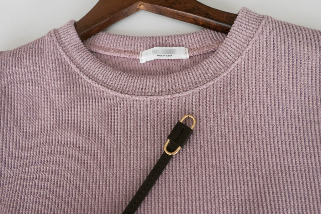 Lady Shirt 粉色假兩件恤衫手袖(連腰帶黑或啡隨機), Dress/ DS9359