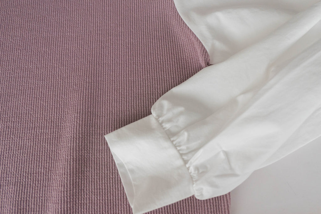 Lady Shirt 粉色假兩件恤衫手袖(連腰帶黑或啡隨機), Dress/ DS9359