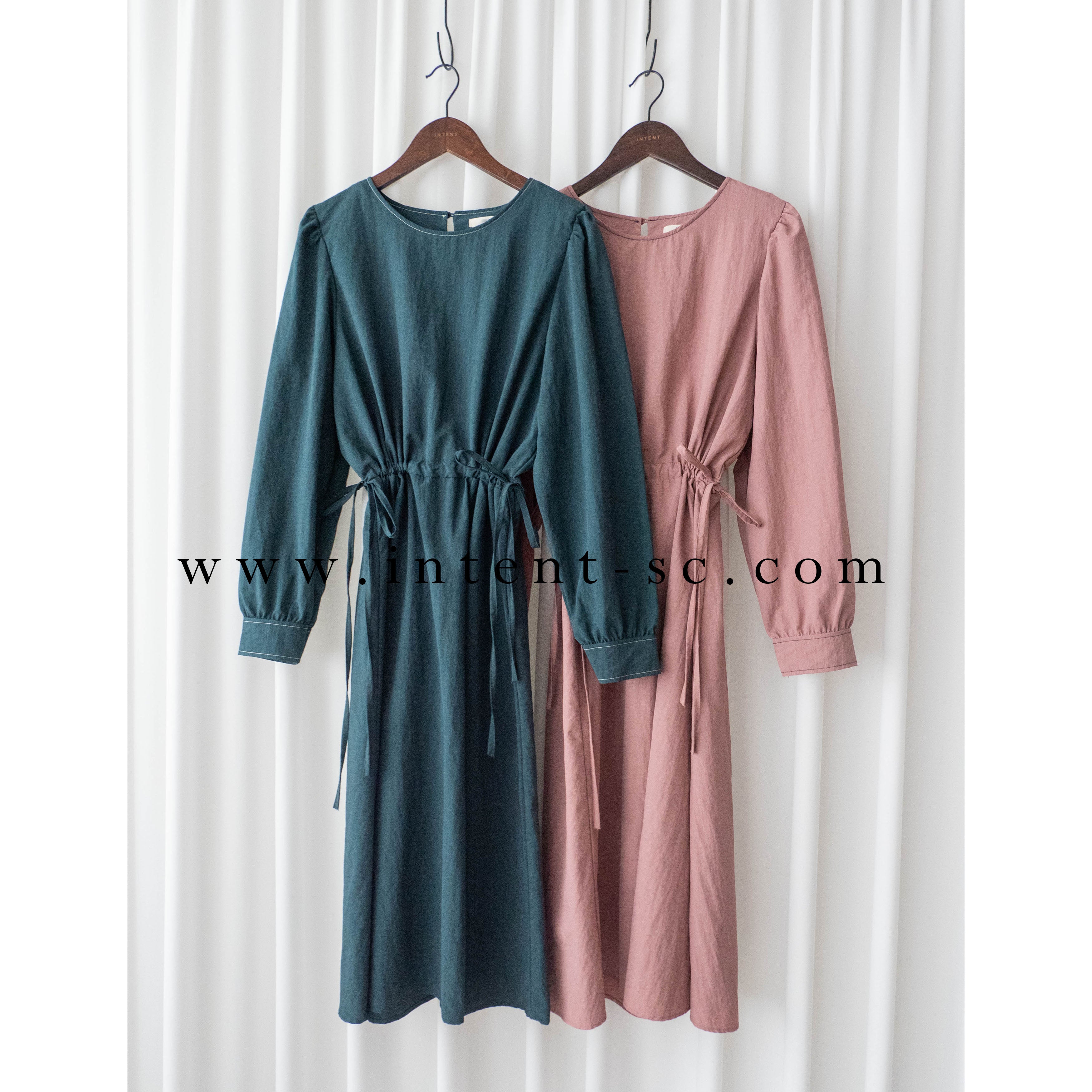 Border Ribbon 車線設計腰側蝴蝶修腰顯瘦連身裙, Dress/ DS9362