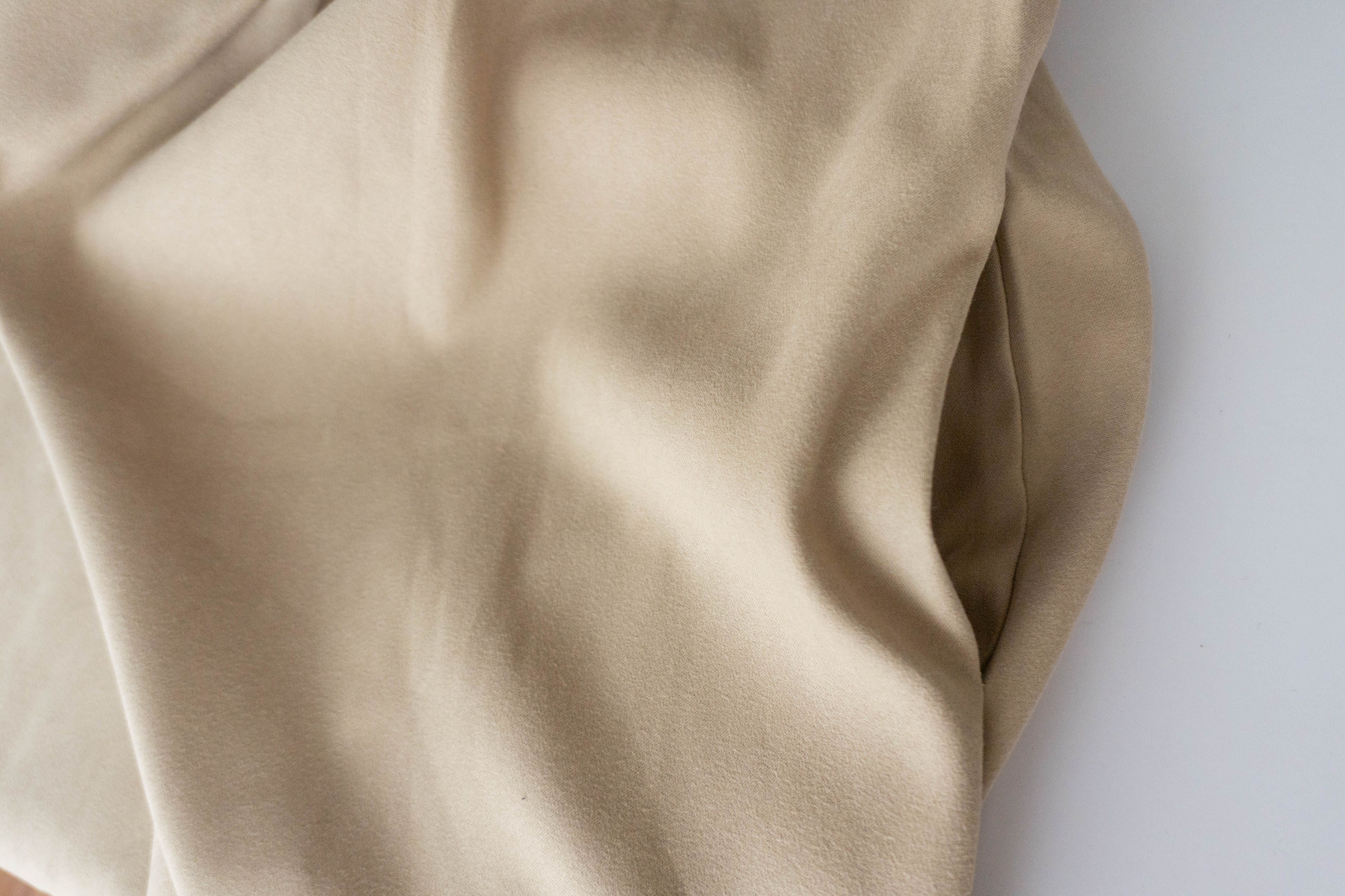 Square Pleated 杏色前後方領車褶裙身口袋連身裙, Dress/ DS9365