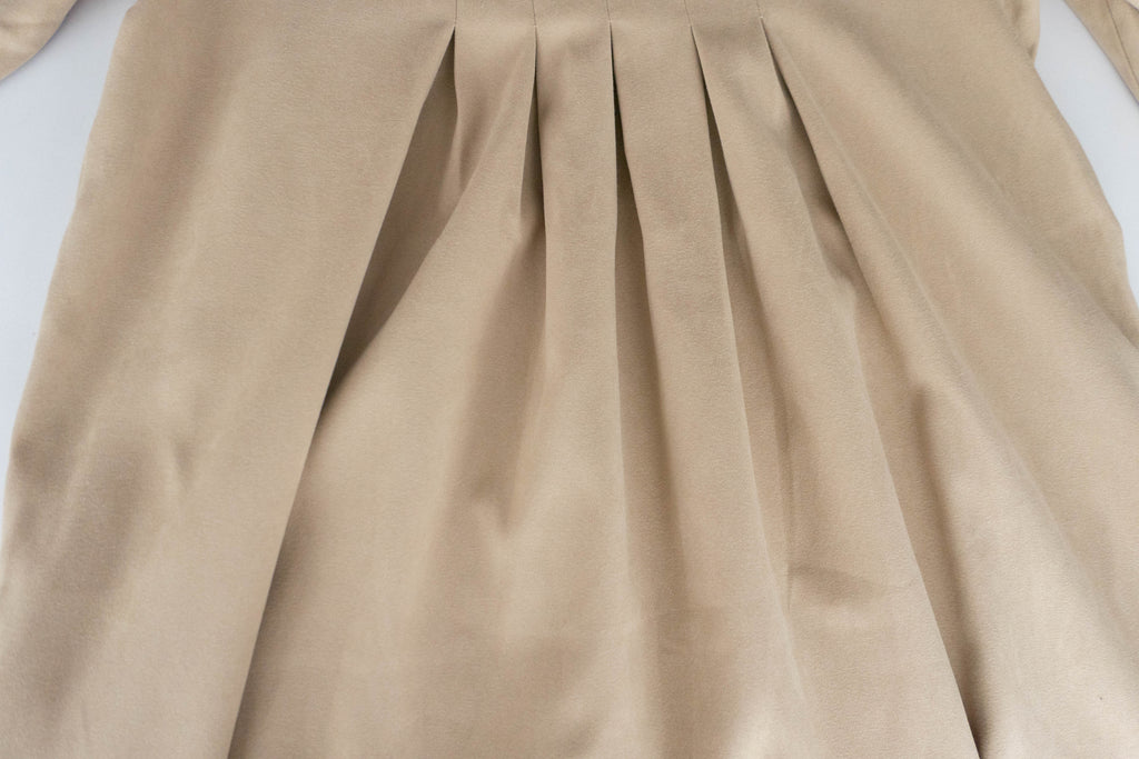 Square Pleated 杏色前後方領車褶裙身口袋連身裙, Dress/ DS9365