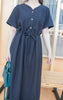 (每日穿著顯瘦款~) 圓V領防皺束腰顯瘦連身裙, Dress/ DS9522