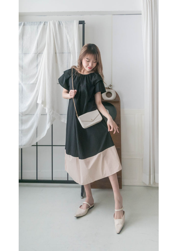 Palette 後蝴蝶拼色層次袖口連身裙, Dress/DS9526