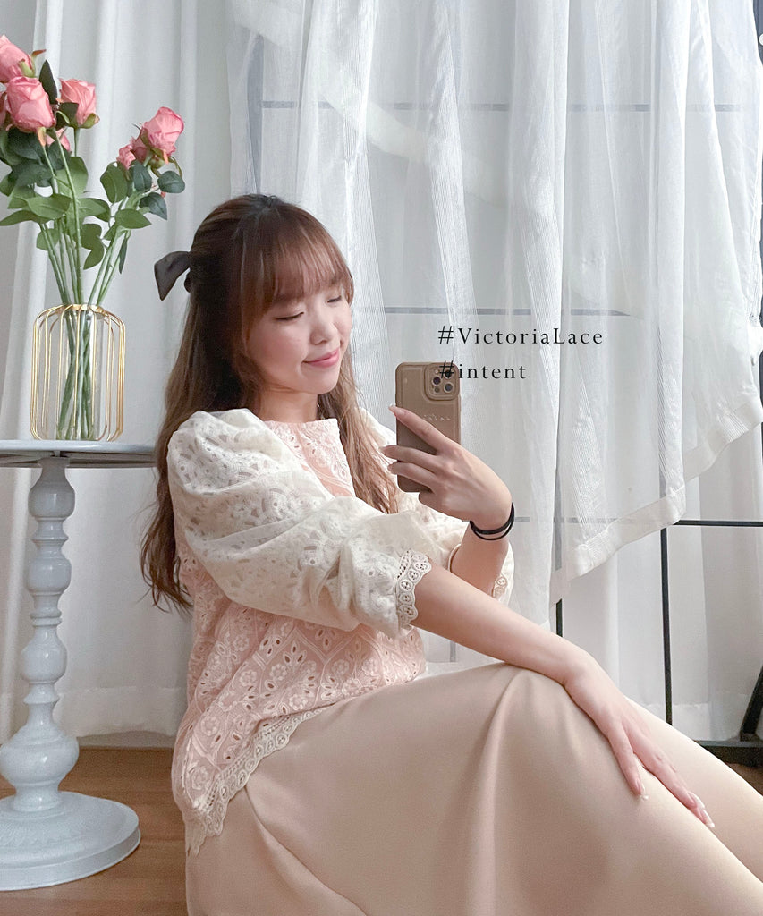 Victoria Lace 維多利亞通花包紗手袖連裡布上衣, BLOUSE/TP8919 (不設訂貨款 lightblue soldout)