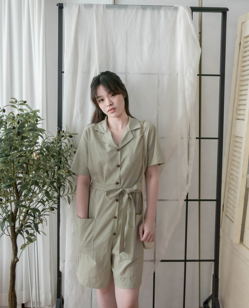 Besties 隨性反領修腰側口袋連身褲, Jumpsuit/ DS9313 (beige sold out)