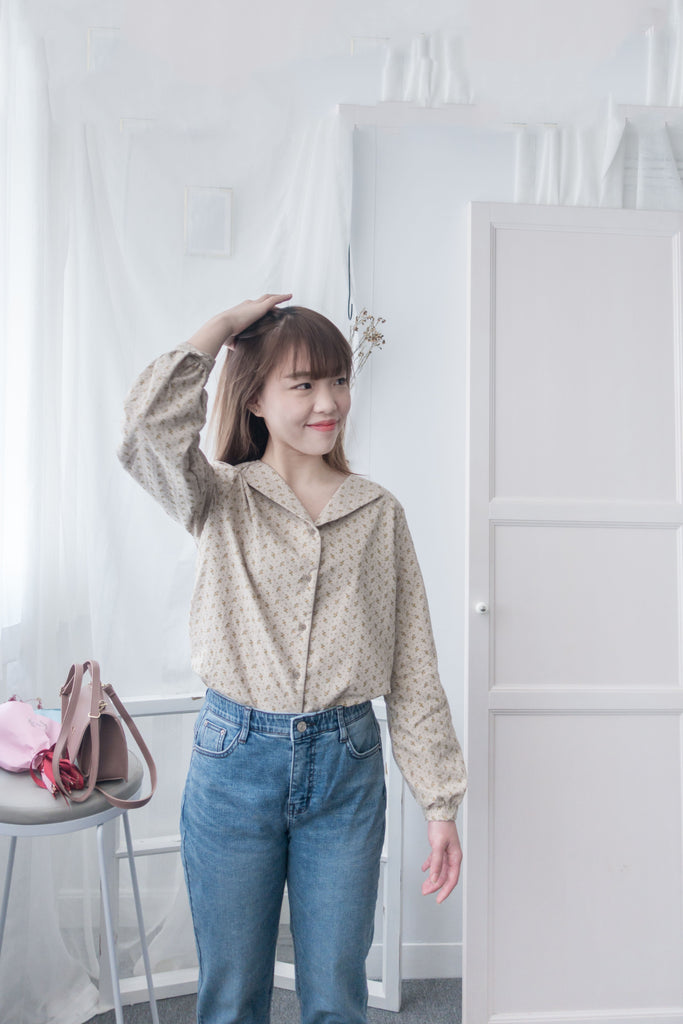 Garden, Blouse 小領口舒適棉清新印花上衣/ BU8628