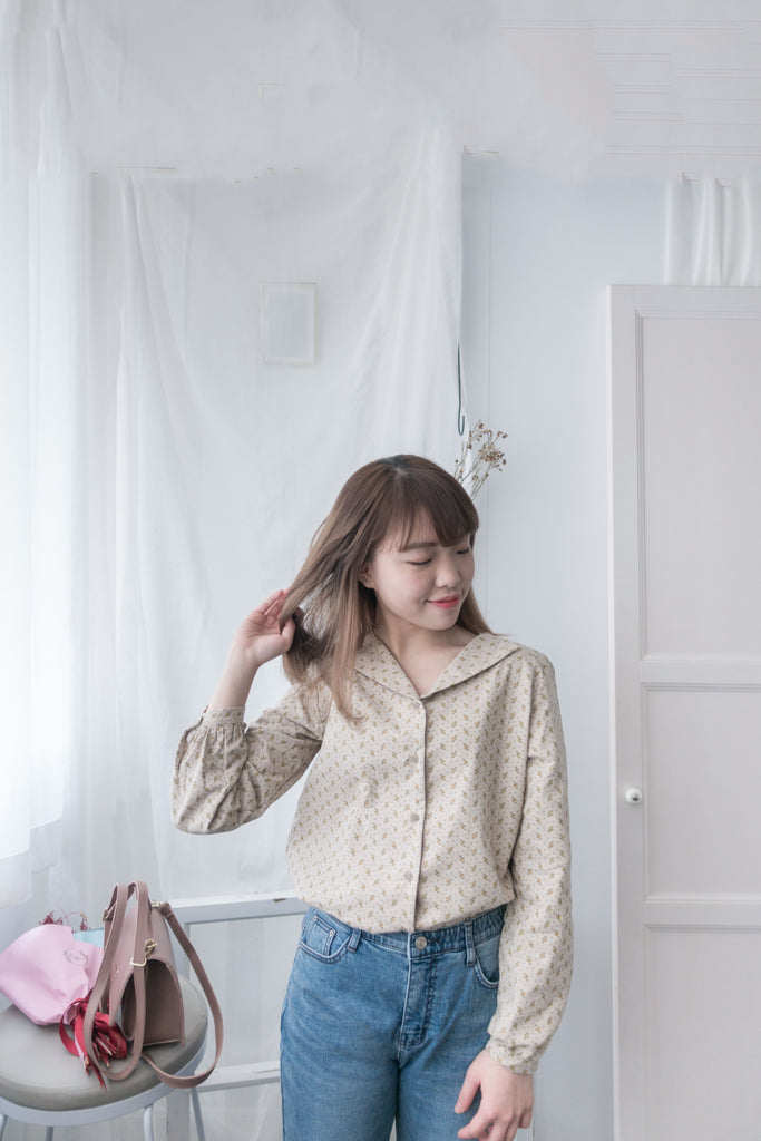 Garden, Blouse 小領口舒適棉清新印花上衣/ BU8628