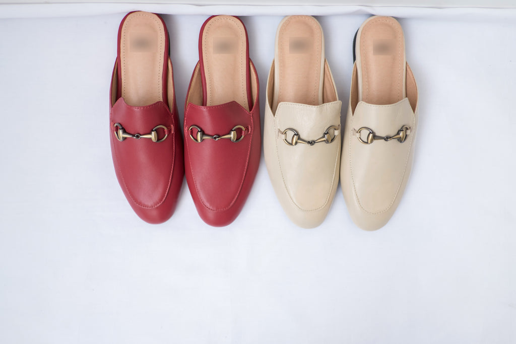 Brand 真皮銅色金屬裝飾無後踭,oxford Shoes/ SH8055