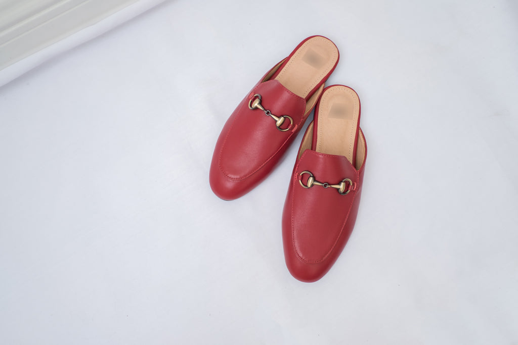 Brand 真皮銅色金屬裝飾無後踭,oxford Shoes/ SH8055