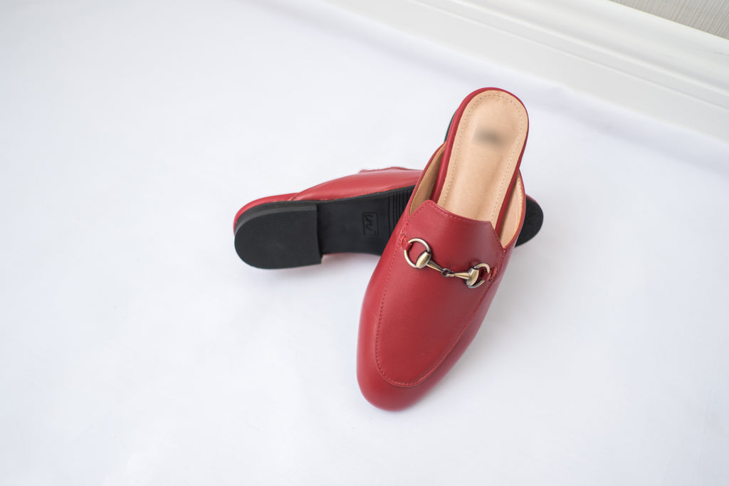 Brand 真皮銅色金屬裝飾無後踭,oxford Shoes/ SH8055