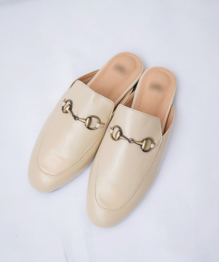 Brand 真皮銅色金屬裝飾無後踭,oxford Shoes/ SH8055