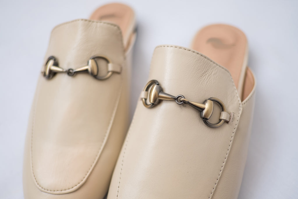 Brand 真皮銅色金屬裝飾無後踭,oxford Shoes/ SH8055