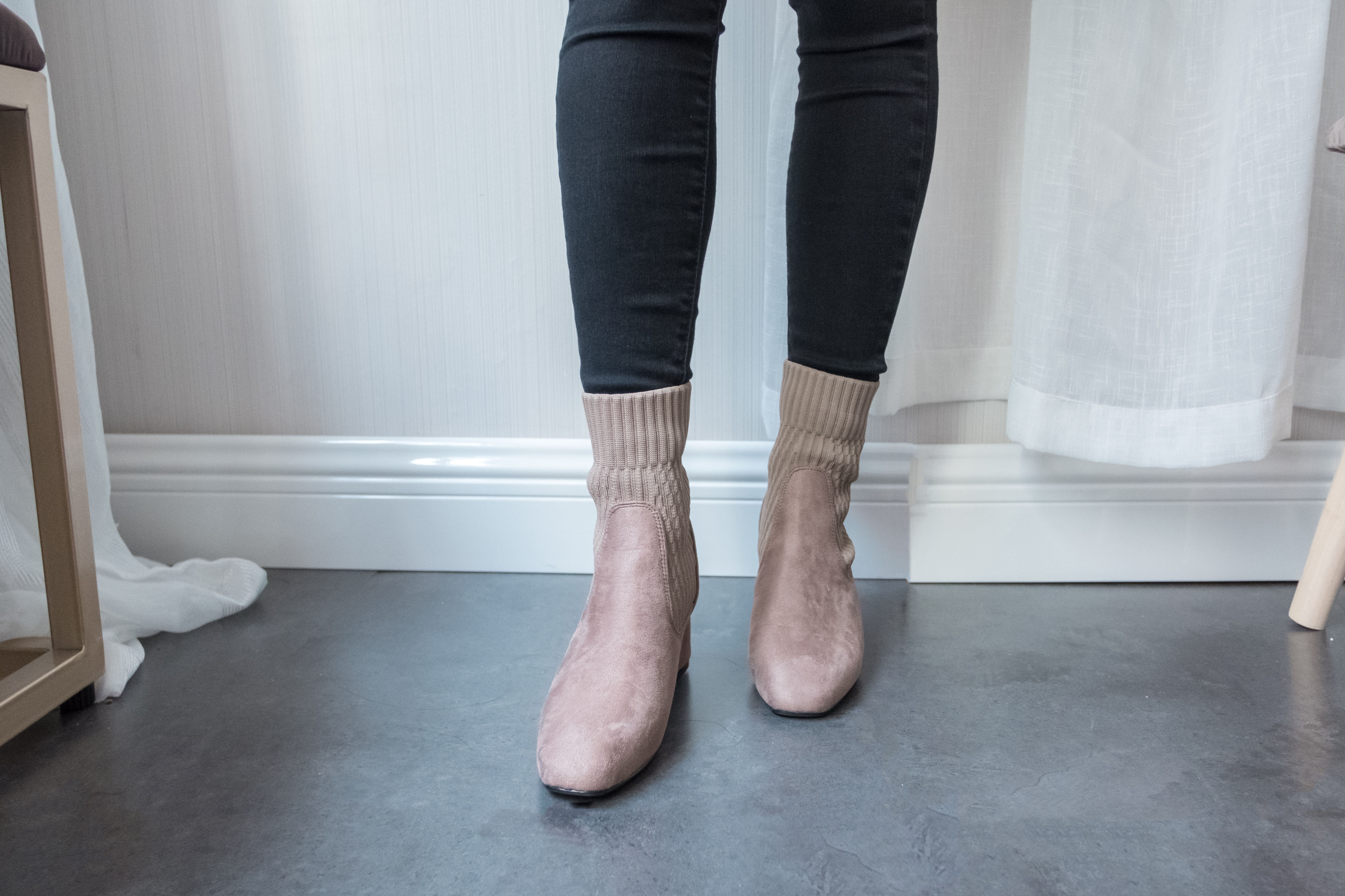 Elastic Socks 啡色彈性花紋金邊後踭, Boots/ SH8072