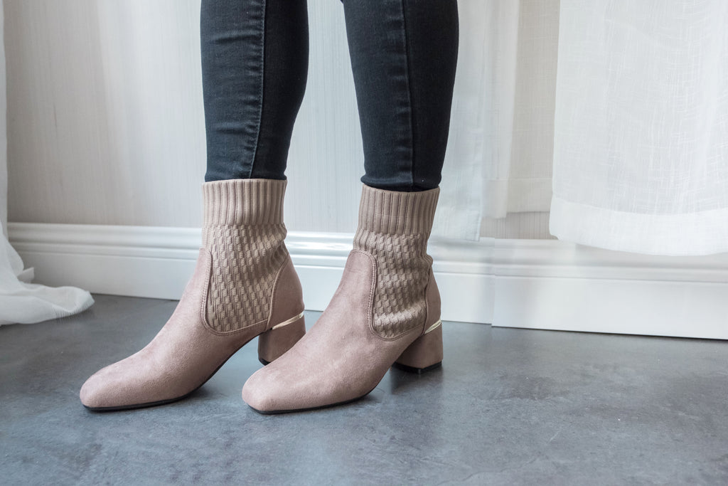 Elastic Socks 啡色彈性花紋金邊後踭, Boots/ SH8072