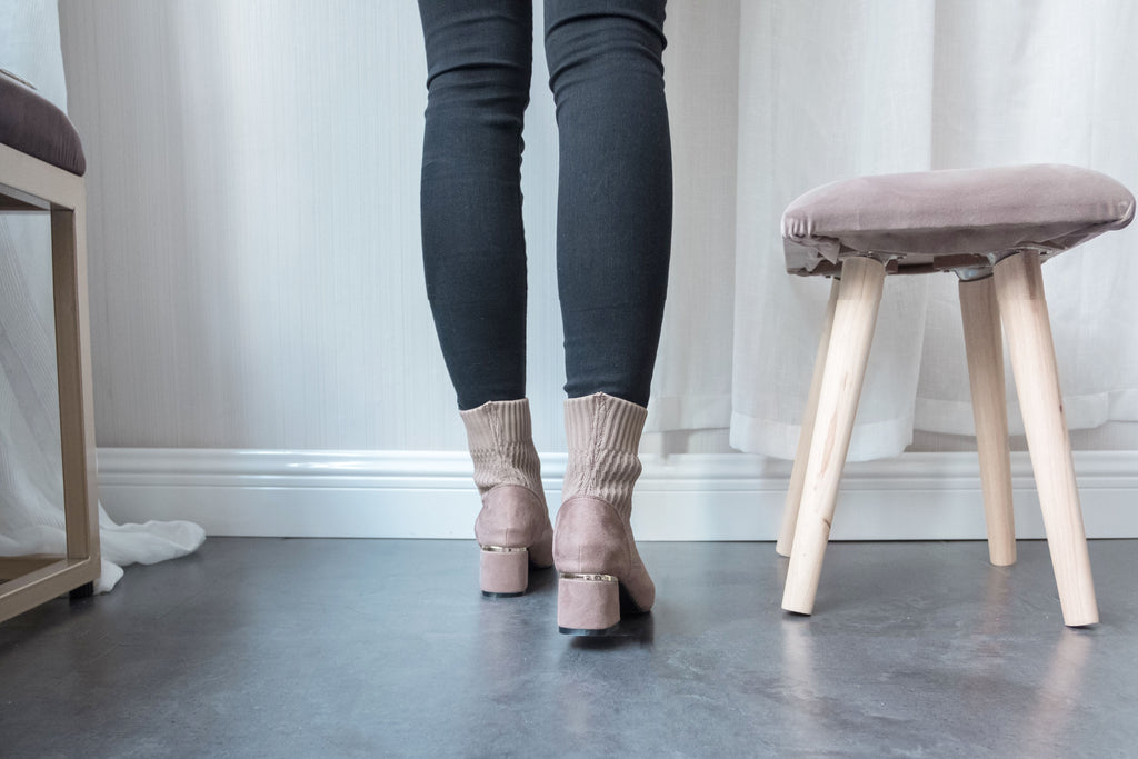 Elastic Socks 啡色彈性花紋金邊後踭, Boots/ SH8072