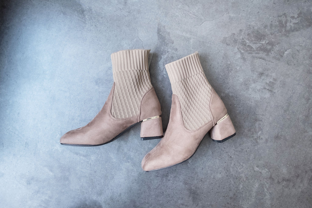 Elastic Socks 啡色彈性花紋金邊後踭, Boots/ SH8072