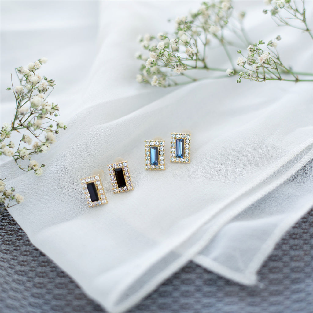 Classic Glitter Rectangular Earrings / ER8017