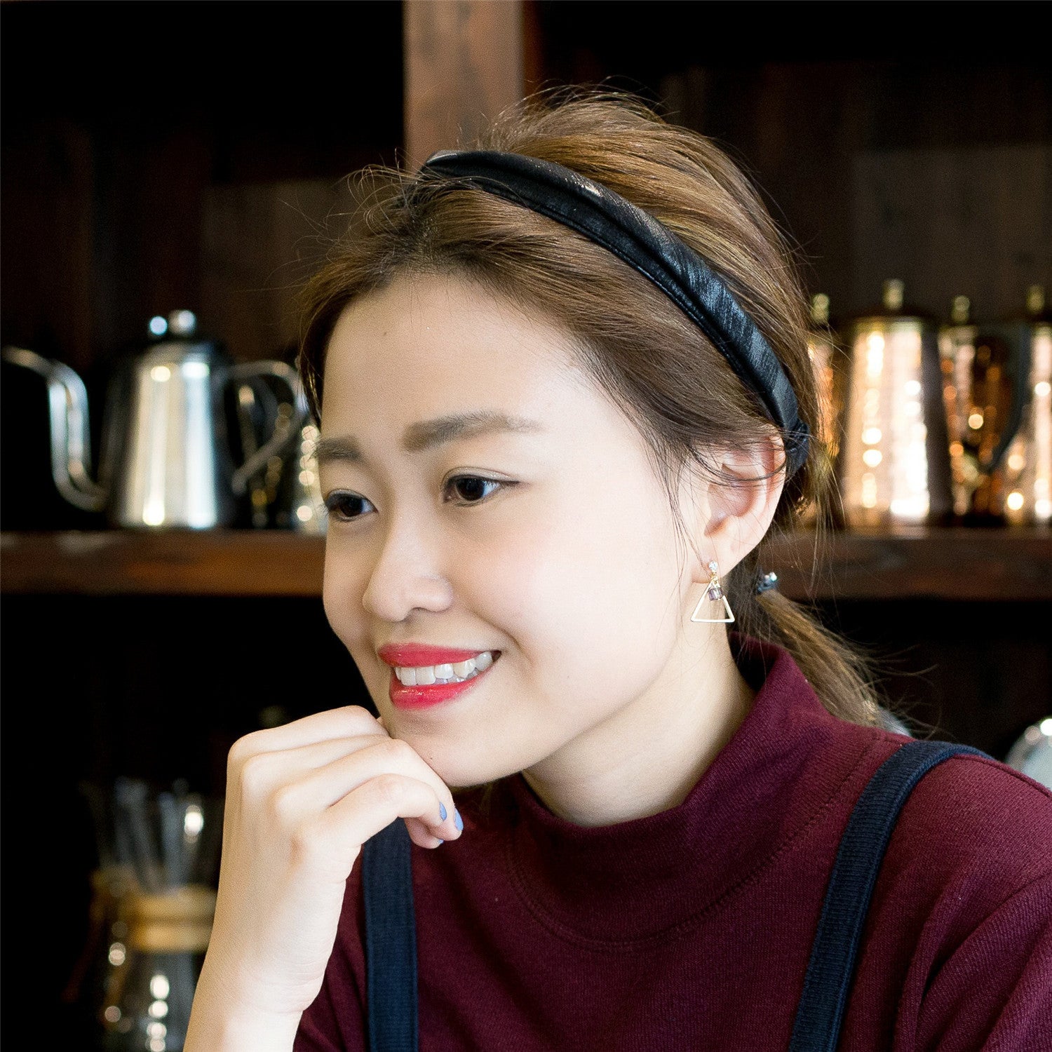Cube in the triangle Long earrings / ER8042