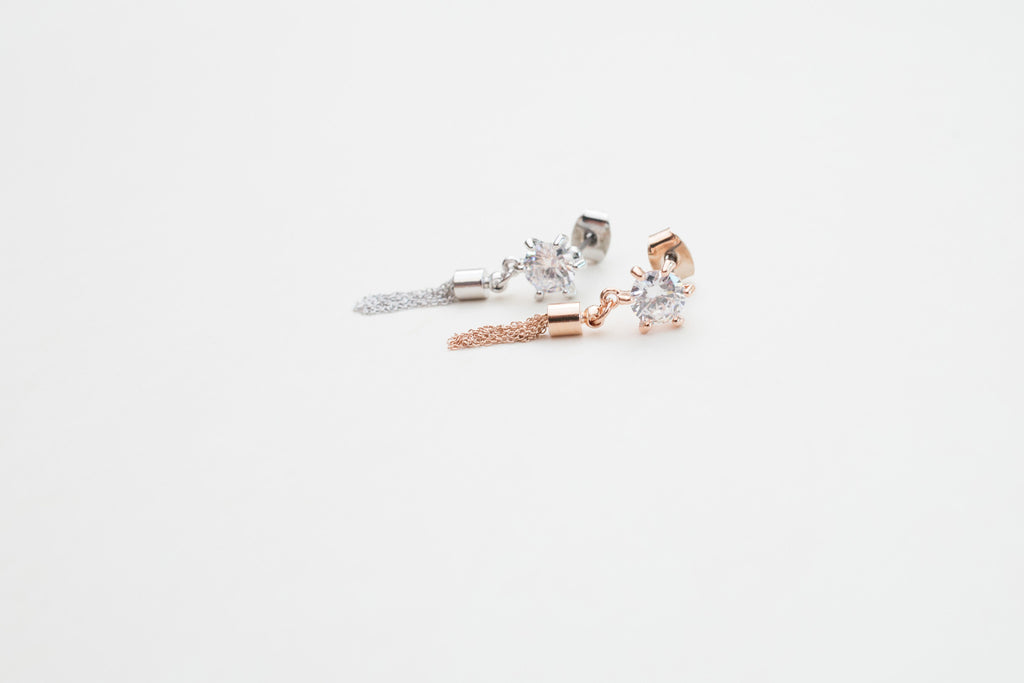 Sliver Tassel Earrings(Silver/Rose-Gold) / ER8109