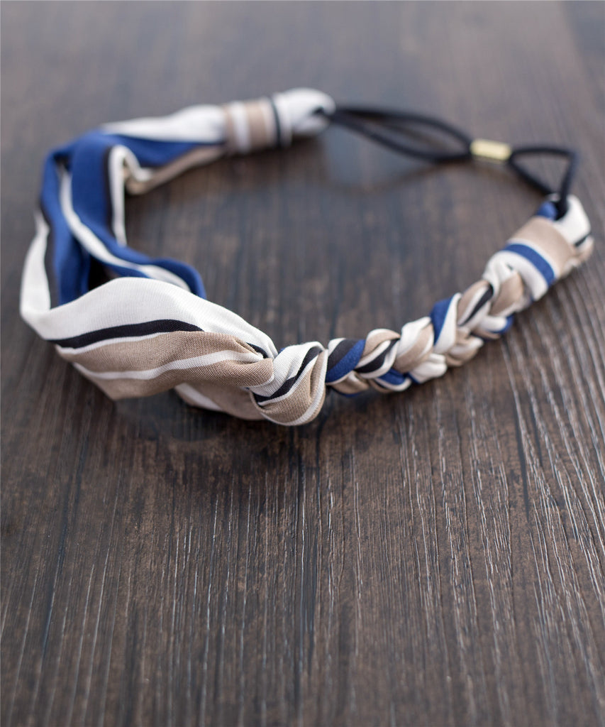 Striped Braid End Elastic Hairband / HA8022