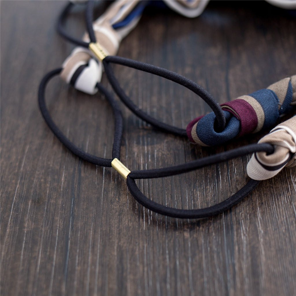 Striped Braid End Elastic Hairband / HA8022