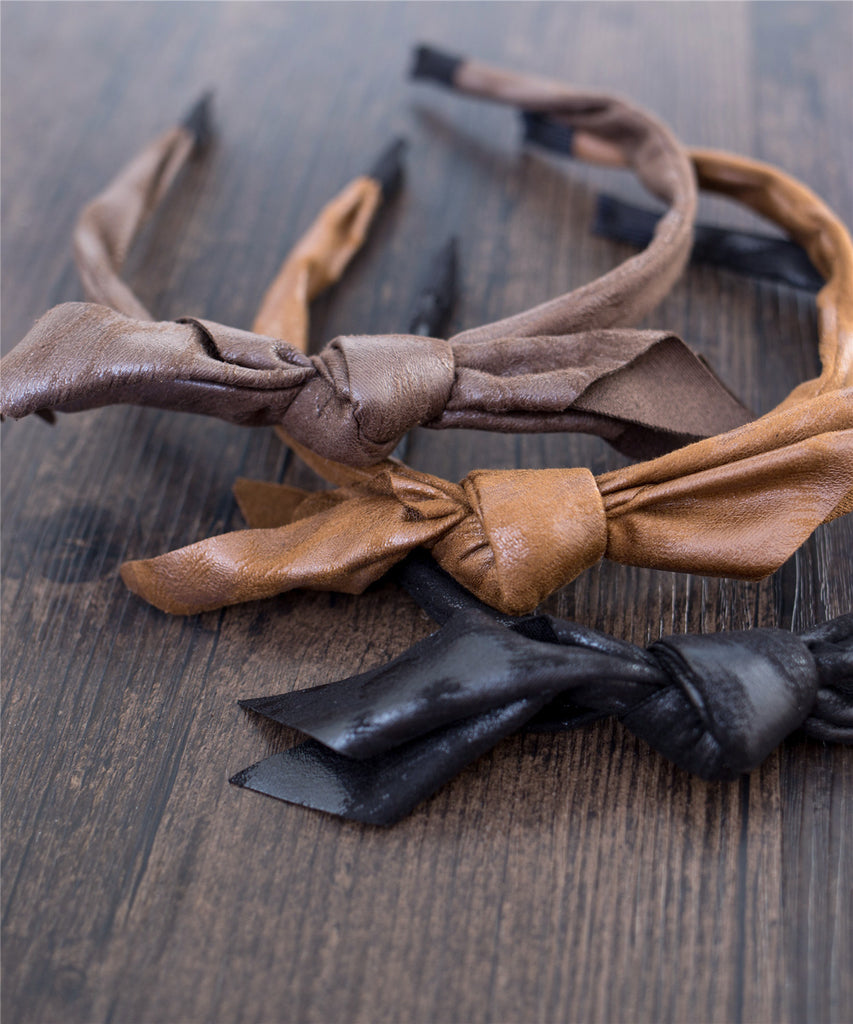 Leatherlike Side Ribbon Hairband / HA8023