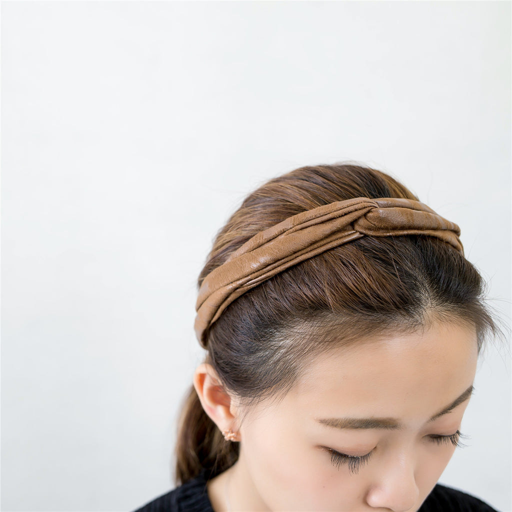 Leatherlike Side Ribbon Elastic Hairband / HA8024