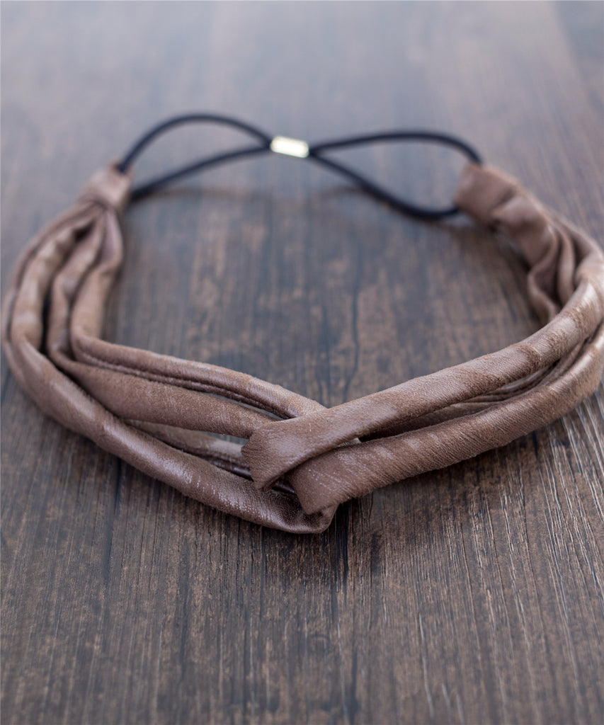 Leatherlike Side Ribbon Elastic Hairband / HA8024