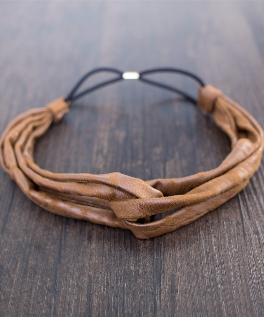 Leatherlike Side Ribbon Elastic Hairband / HA8024