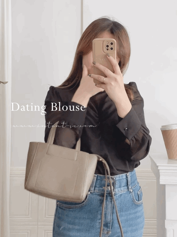 Dating 黑色拼接寬鬆圓領車皺胸口, Blouse/ BU8909