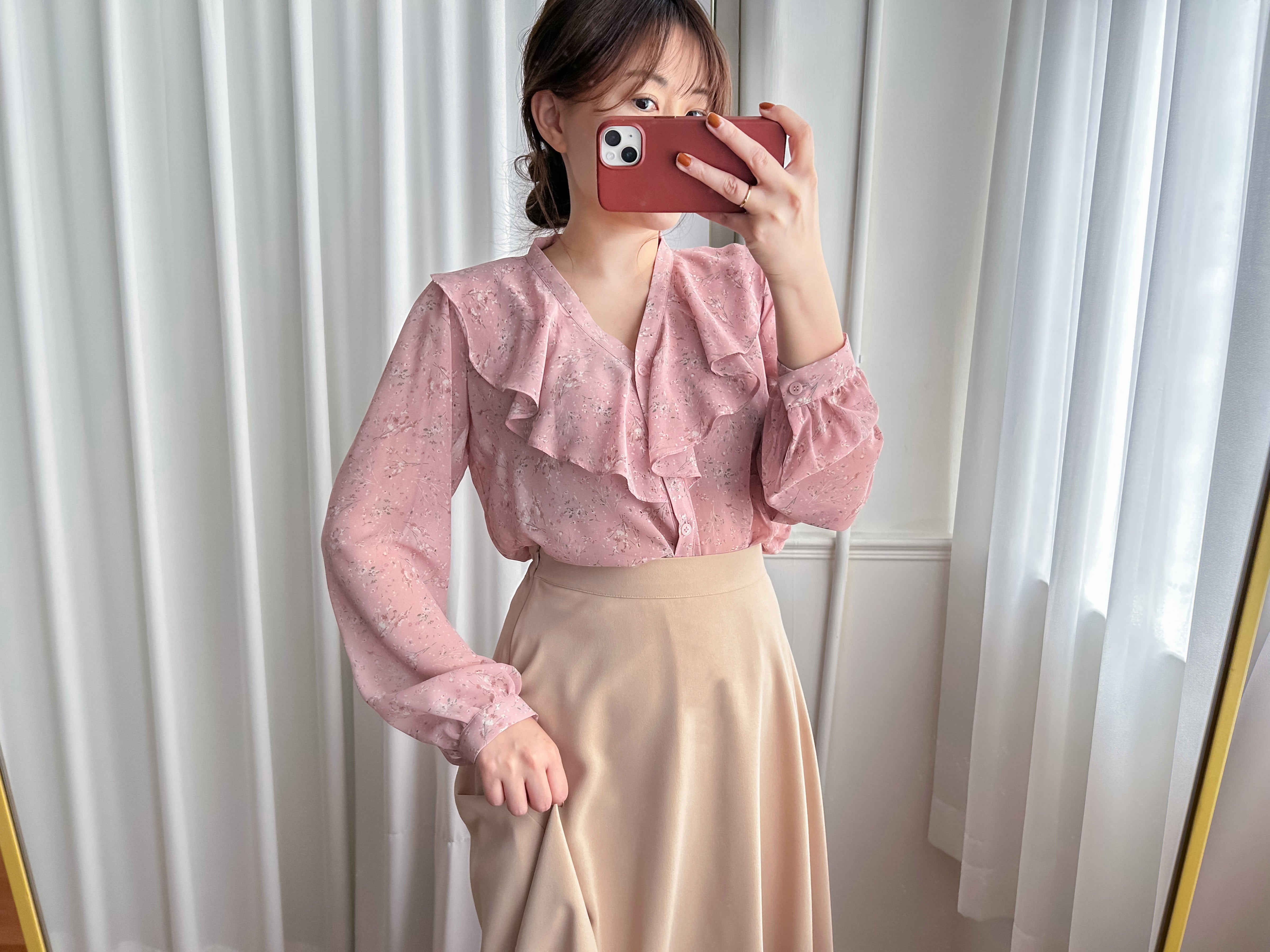 Ruffle Floral 氧氣感花枝飄飄領口, Blouse/ BU8890 (white sold out)