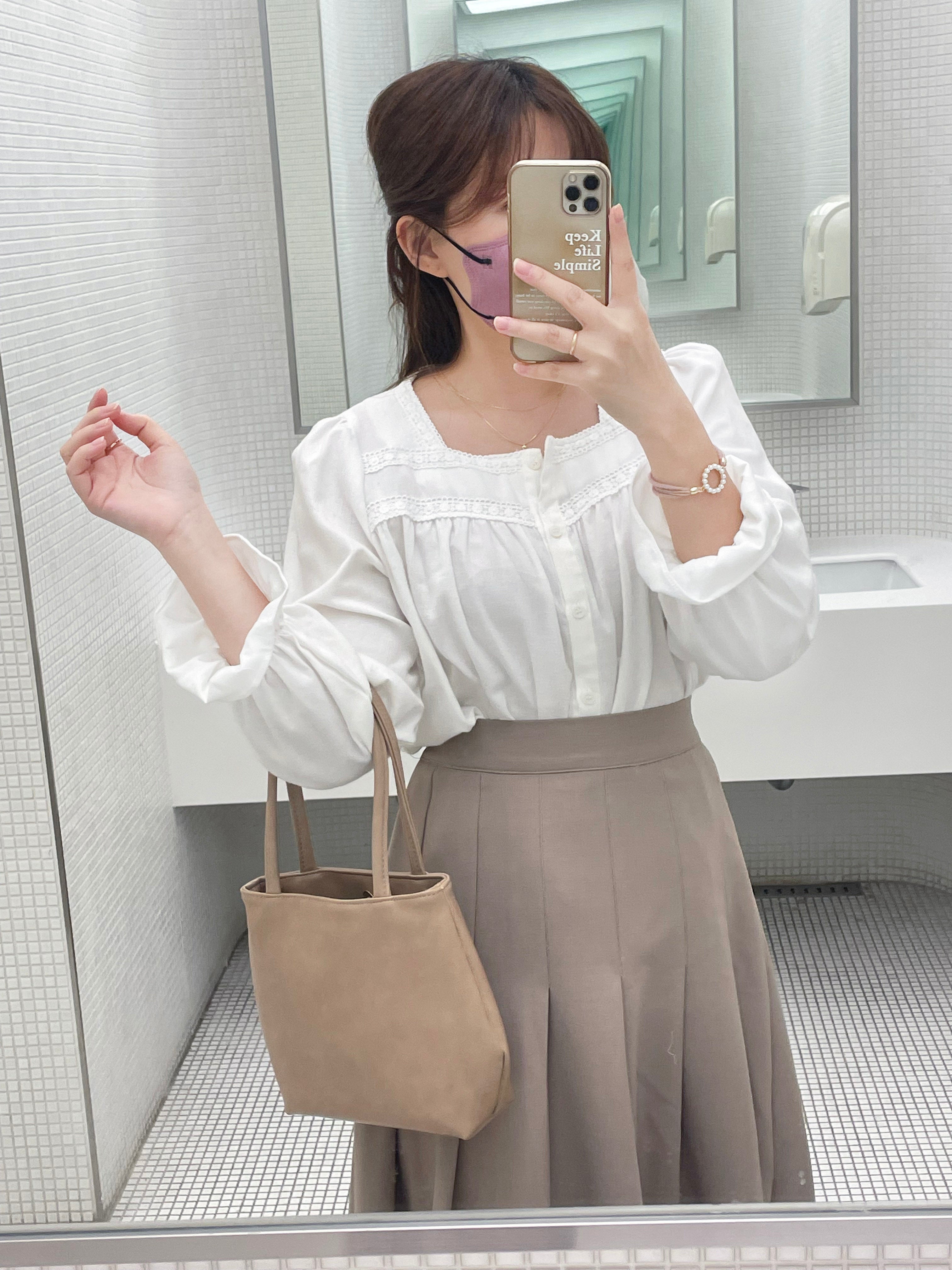 Bottom Pleated 奶茶杏顯瘦下百褶傘形, Skirt/ SK8654