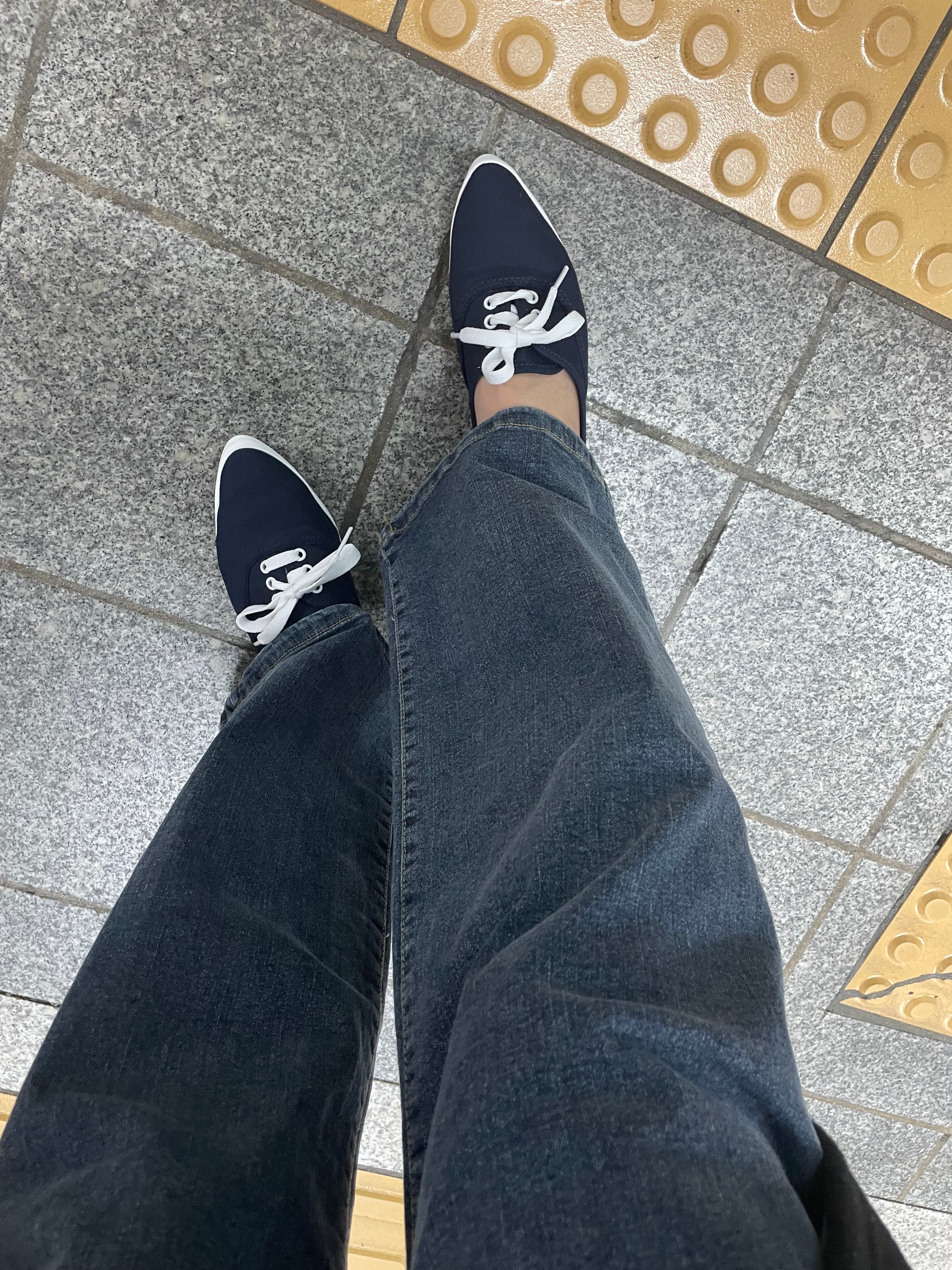 Vintage 復古色全彈性腰側後橡筋直腳, Jeans/ PT8361